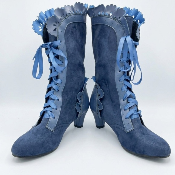 Unbranded Shoes - Elegant Blue Lace-Up Women's Boots